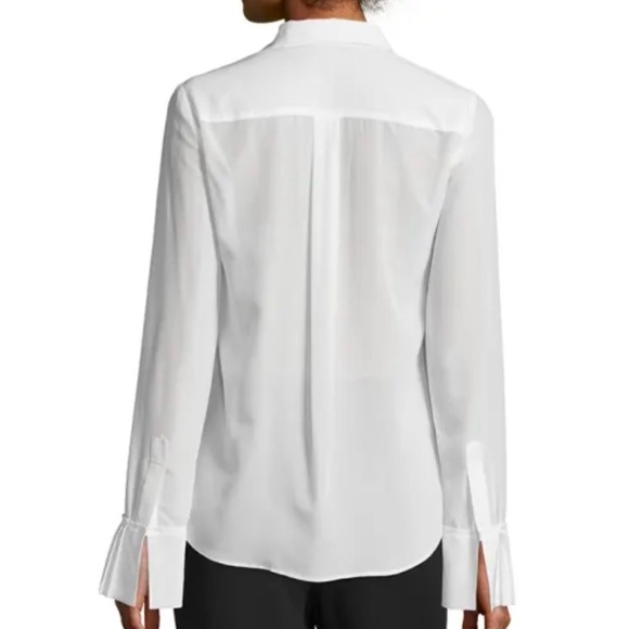 NWOT Theory Alwinth Mosaic 100% Silk Button Down Blouse - Picture 2 of 10